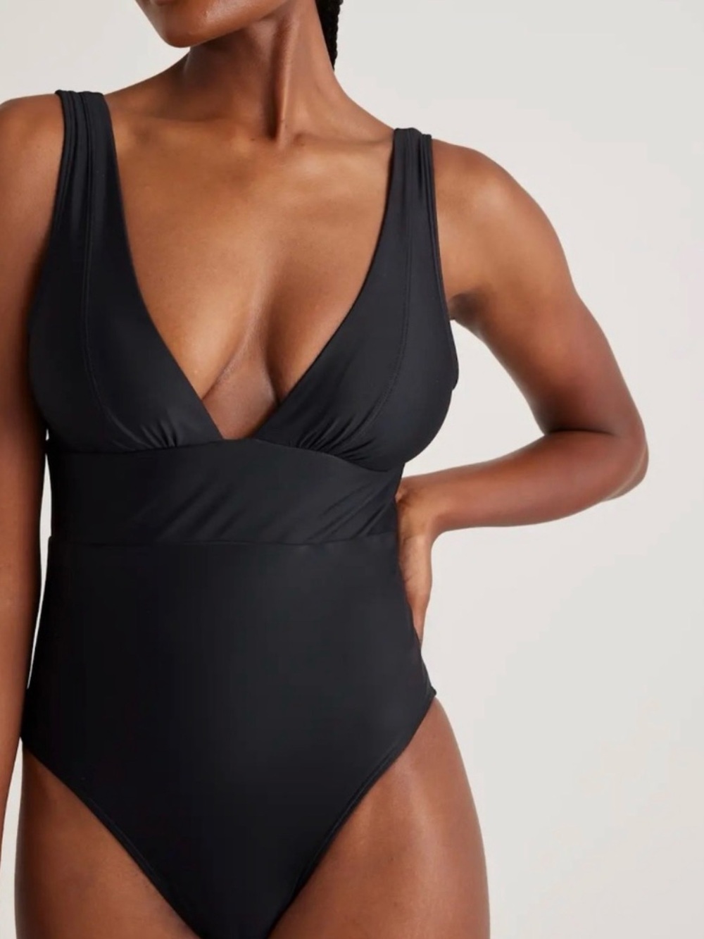 Quince Black Italian Plunge One-Piece Swimsuit New with tags and liner
